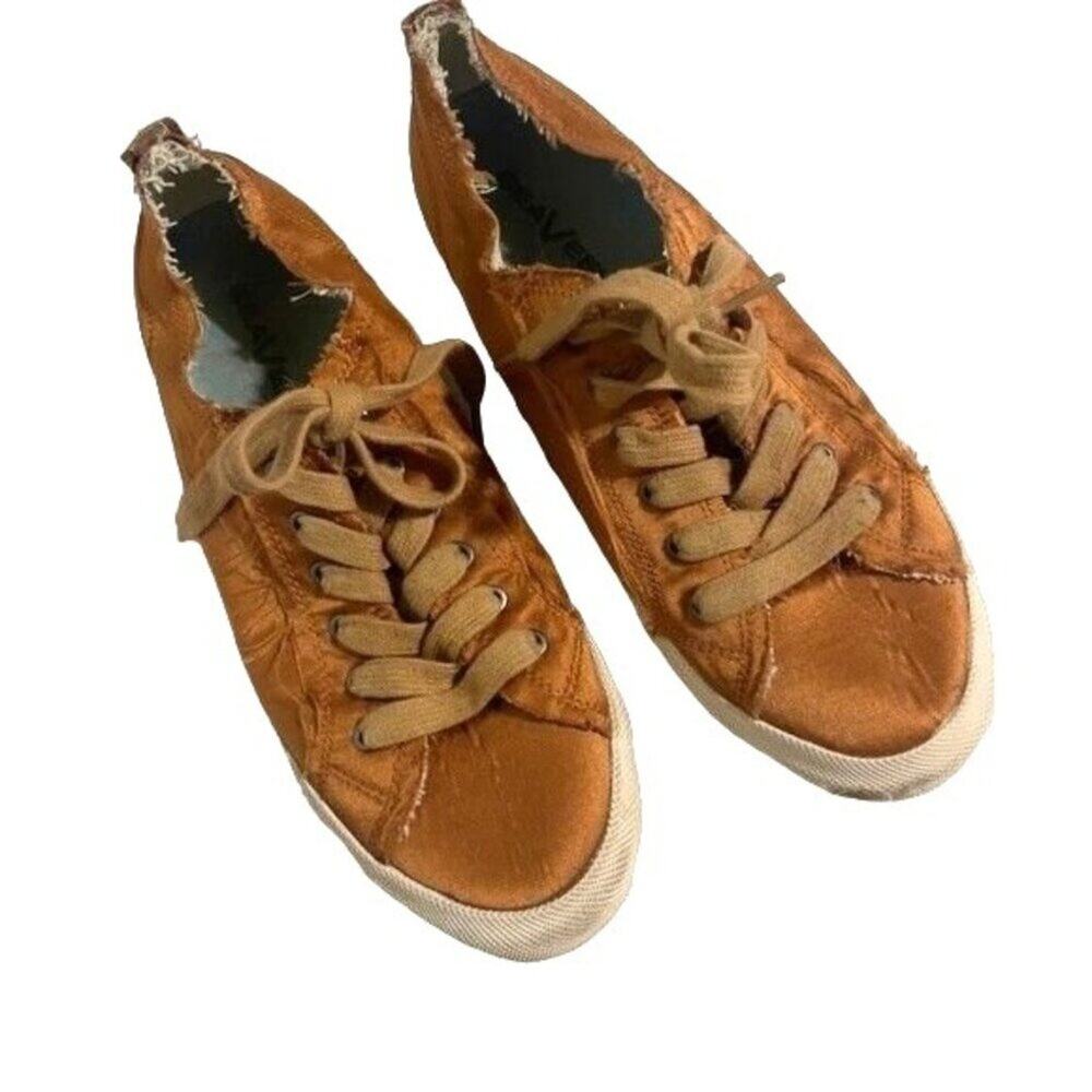 SeaVees Monterey Sneakers Womens 9.5 Orange Satin Lace Up Casual